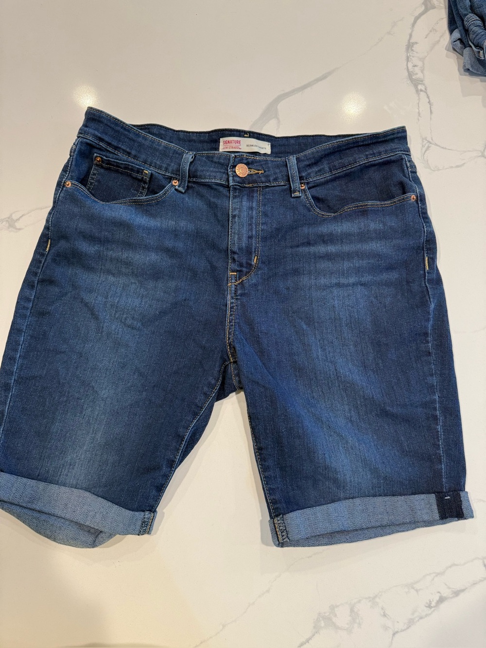 Signature by Levi Strauss Indigo Roll-Cuff Denim Bermuda Shorts Womens